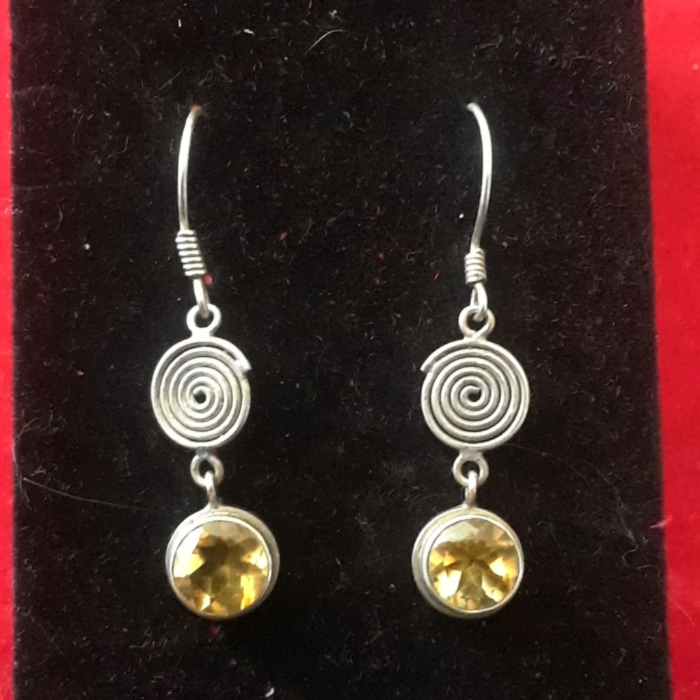 92.5 citrine earrings , 1 1/2" drop